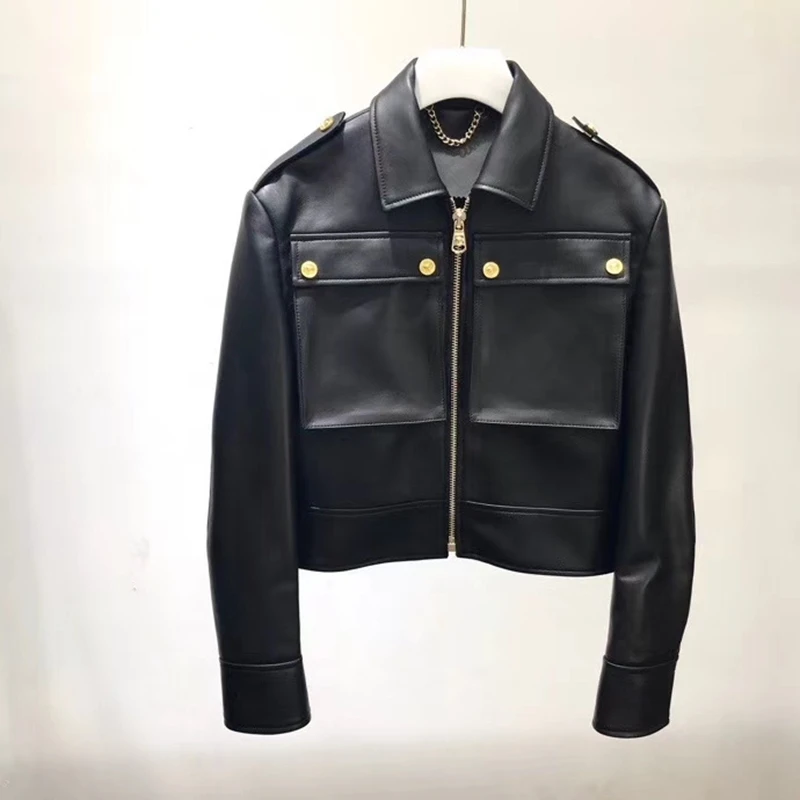 

Women Coats Natural Genuine Leather 2020 New Fashion Autunm Winter Lady 100% Sheepskin Jackets High Quality H810