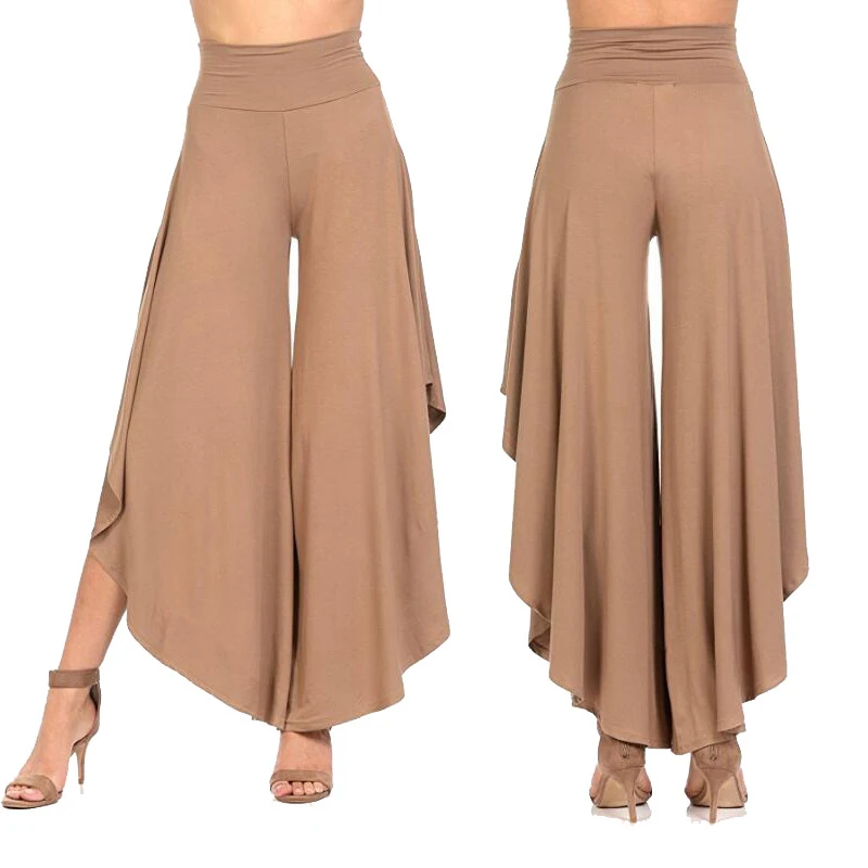 

Women High Waist Pleated Pants Femme Casual Loose Streetwear Trousers 2021 Irregular Ruffles Wide Leg Pants