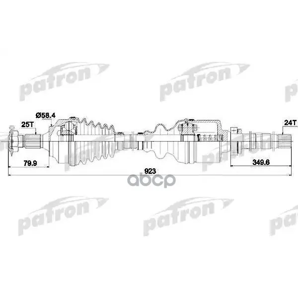 Полуось Правая 25x955x58 4x24 Citroen: Berlingo 08 C4 04 Peugeot: 307 00 Partner PATRON арт. PDS0146|Зеркала и крышки|