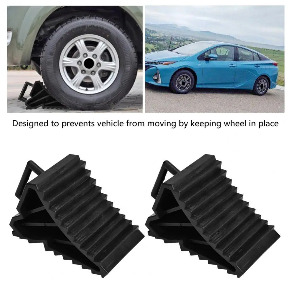 

60% Dropshipping!!2Pcs Wheel Chock Universal Anti-slip Black Rubber Tire Stopper for Car