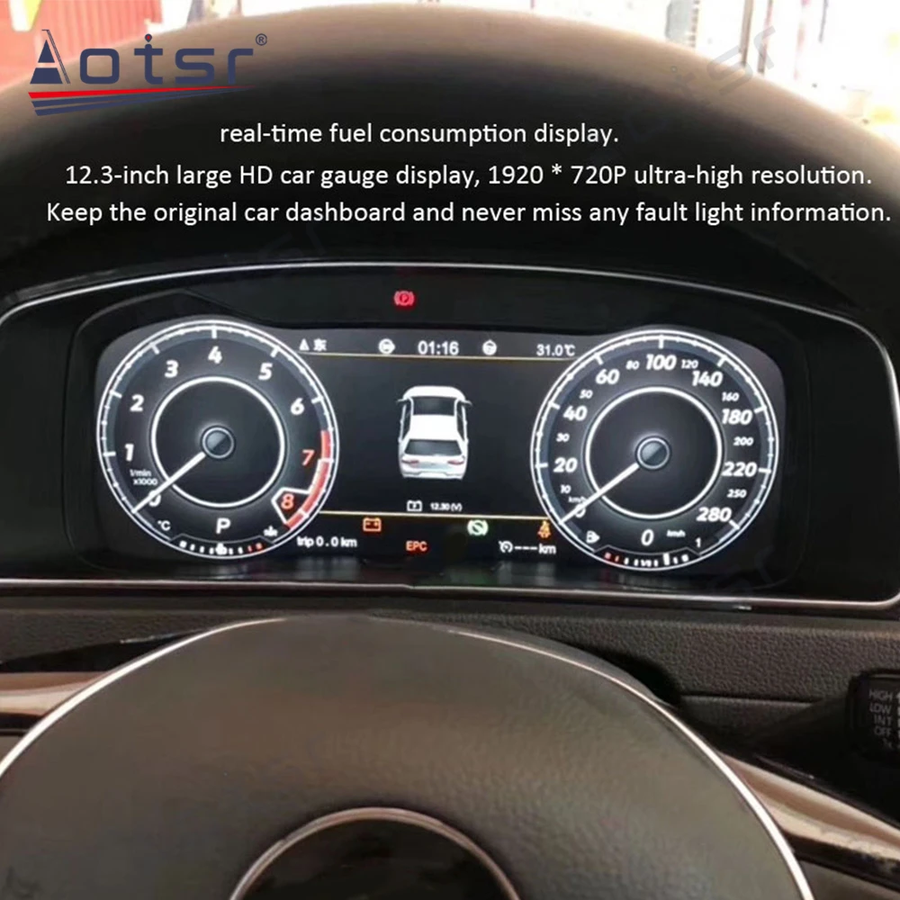 for vw b8 passat cc golf 7 gti variant car lcd instrument panel replacement dashboard digital dashboard panel car virtual linux free global shipping