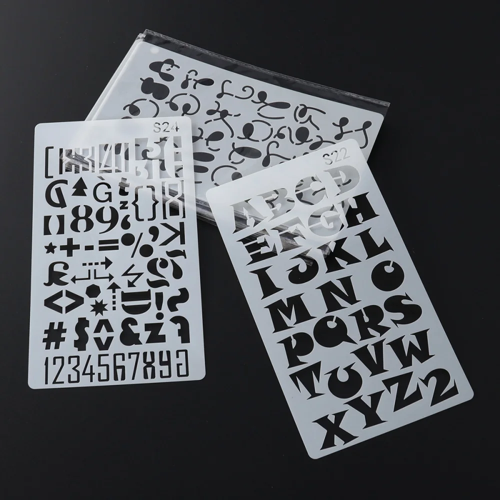 

24PCS Hollow Painting Alphanumeric Template Stencil Alphabet Letter Number Planner Set Stencils Journal Notebook Diary Scrapbook
