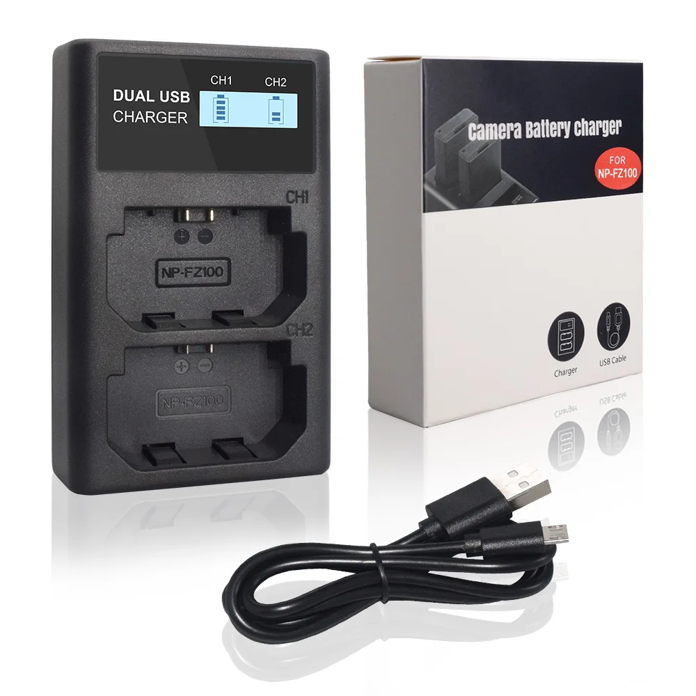 

PALO NP-FZ100 NPFZ100 npfz100 Smart Dual Charger For Sony Alpha a9 a9S a9R a7R III a7 III ILCE-9 camera