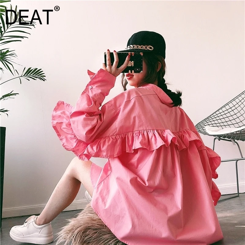 [DEAT] Весна 2020 Новое поступление модная свободная повседневная женская блузка с