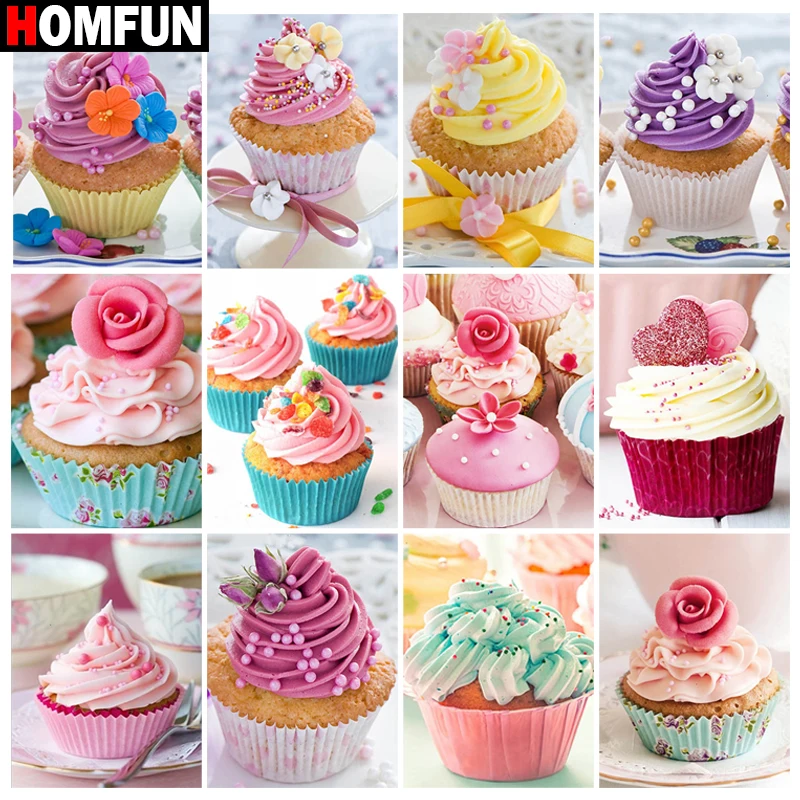 

Алмазная живопись HOMFUN, картина с квадратными/круглыми стразами, «чашка, торт, десерт», вышивка крестиком, 5D Стразы