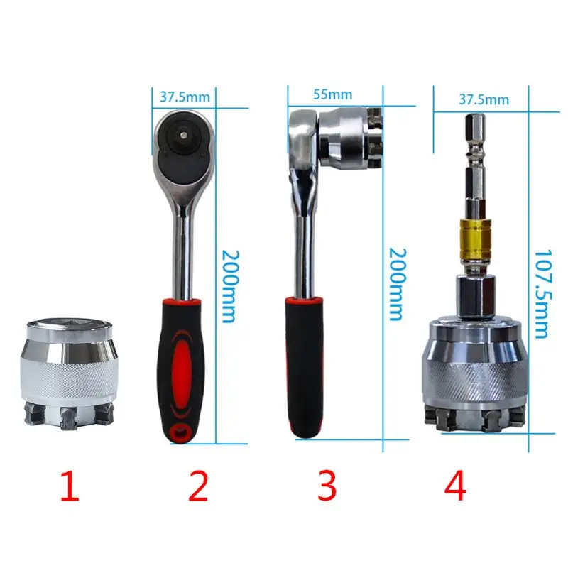 

Новинка 3/8 дюймовый привод 10-19 мм Регулируемая Шестигранная универсальная розетка трещоточная головка гаечный ключ инструмент для ремонта