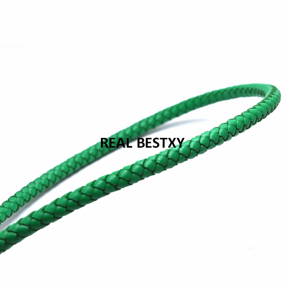2m/lot approx: 6mm green BOLO Genuine Braided Leather Cord Real HandCrafts Beading Accessories Lacing Woven Ropes diy | Украшения и