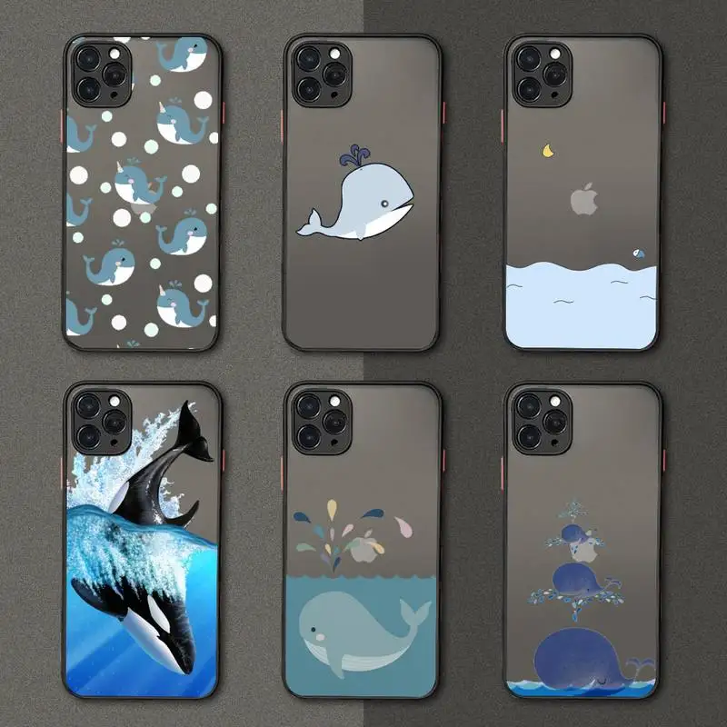 

whale cute Ocean cartoon animal Phone Case matte transparent For iphone 7 8 11 12 plus mini x xs xr pro max cover