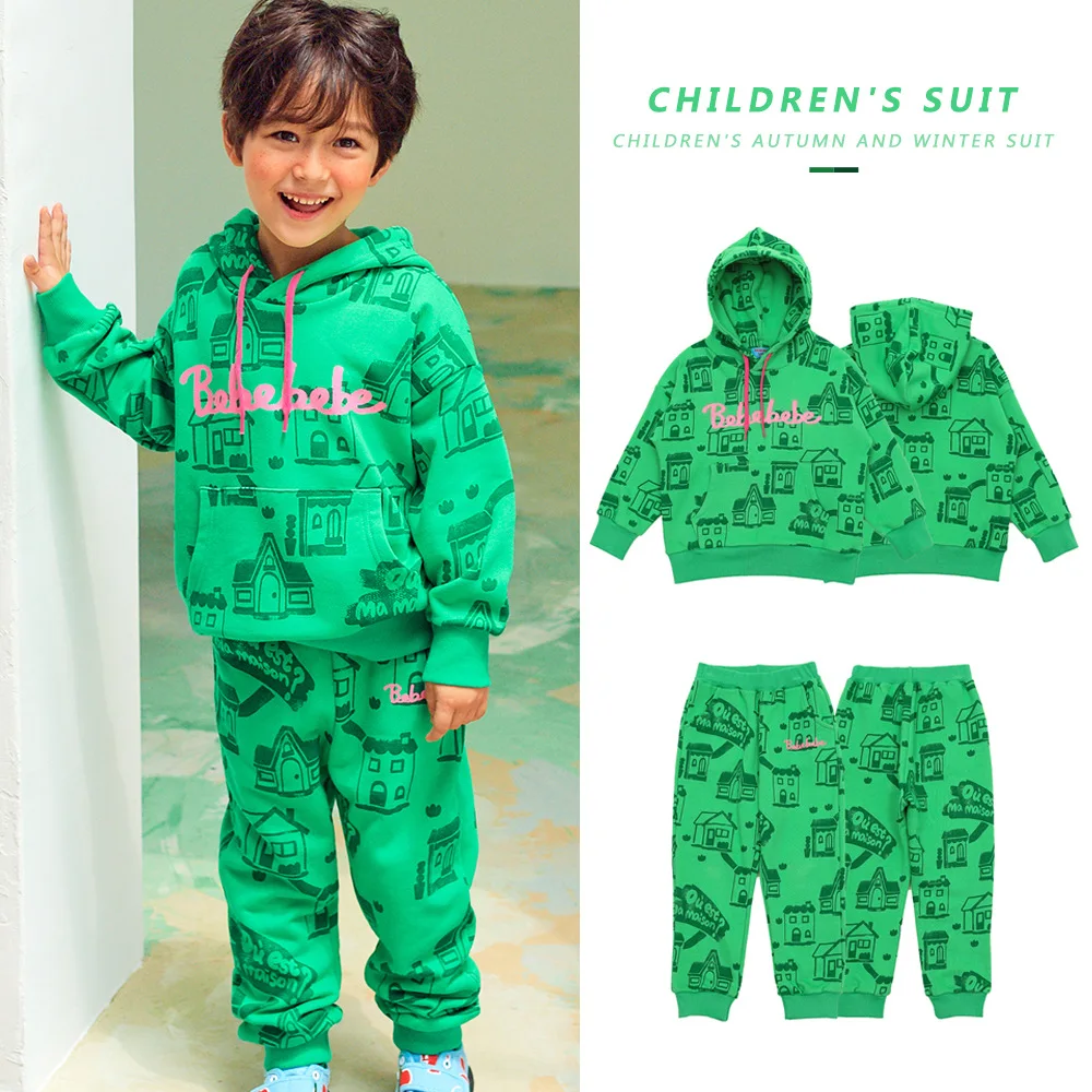

Children's Sweatshirt 2021 Fall New Hooded Shirt Girls Boys Sports Children's Jacket Pants Boys Clothes Sets Children's Clothing