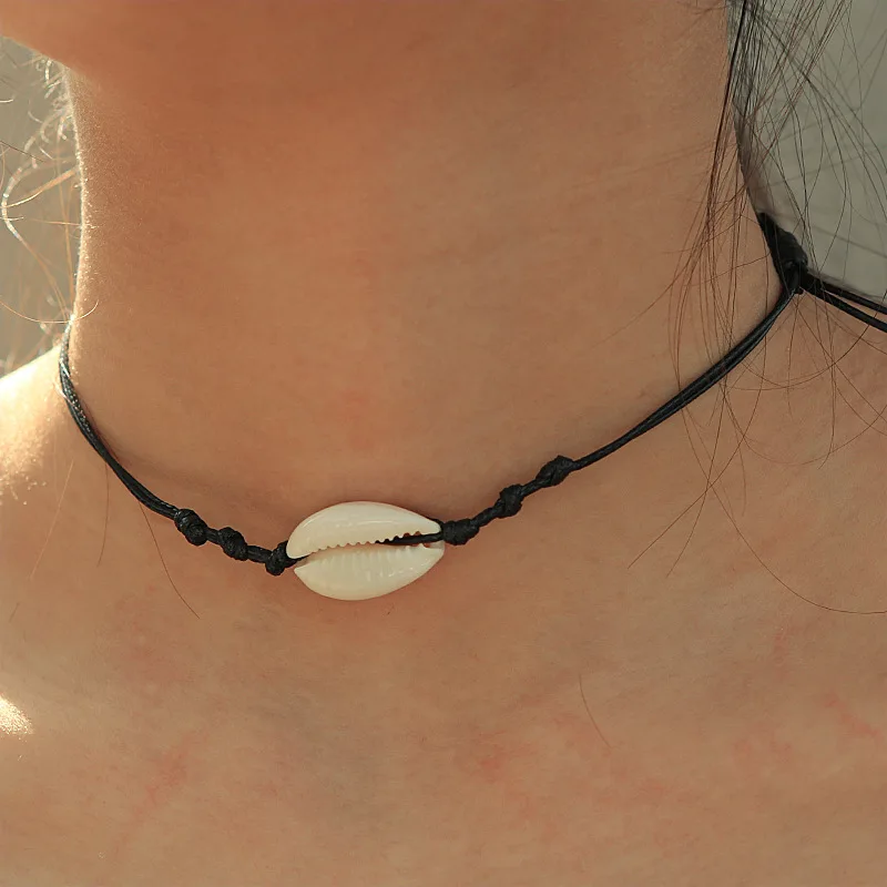 

Fashion Natural Sea Shell Necklace For Women Choker Rope Chain Shell Pendant Necklaces Summer Beach Couples Jewelry Gift