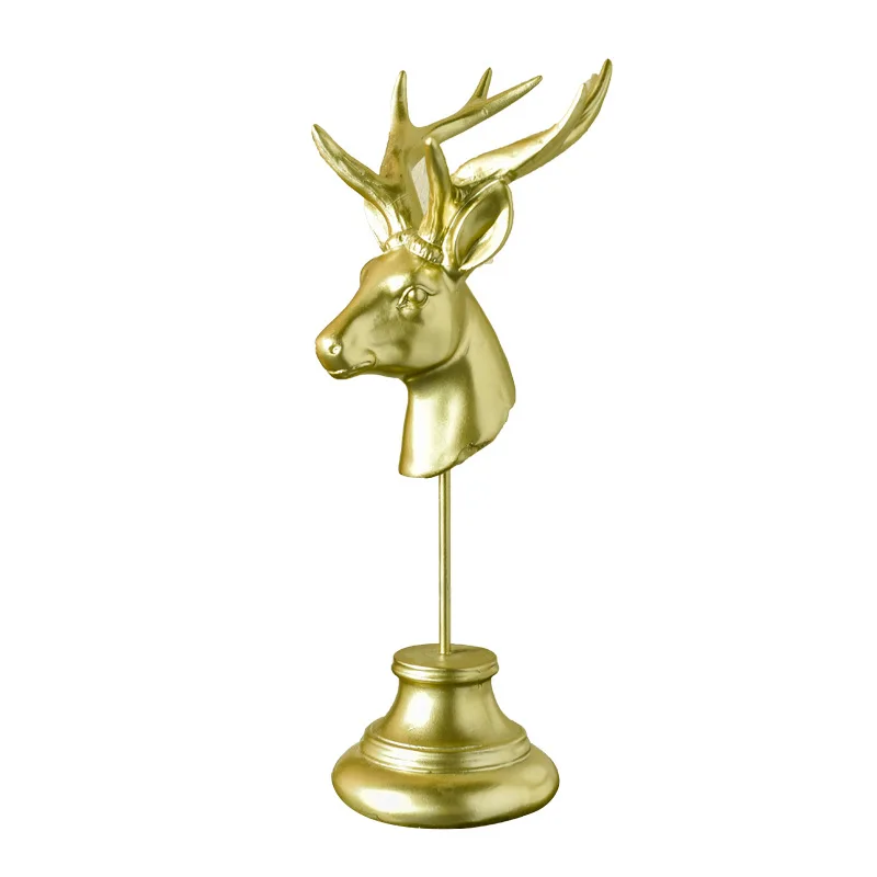 

Retro Light Luxury Deer Head Jewelry Rack Ornaments Window Decoration Props Home Entrance Wine Cabinet Decoration Furnishings