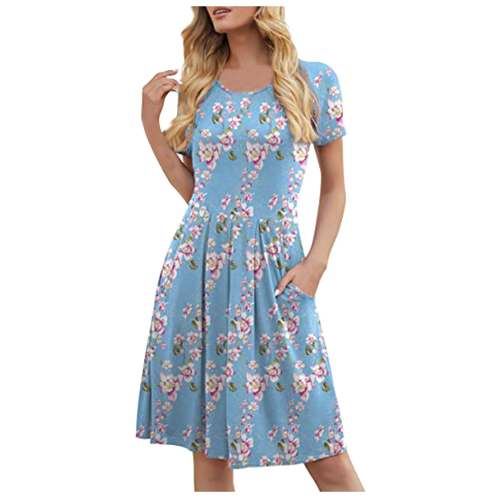 

Пикантные женские Цветочный принт вечерние платье 2021 Лето Юбка с высокой талией с круглой горловиной тонкий мини платье элегантный коротки...