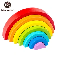 lets make 1set wooden blocks rainbow stacker stacking toys puzzle games montessori educational toys building blocks kids gifts