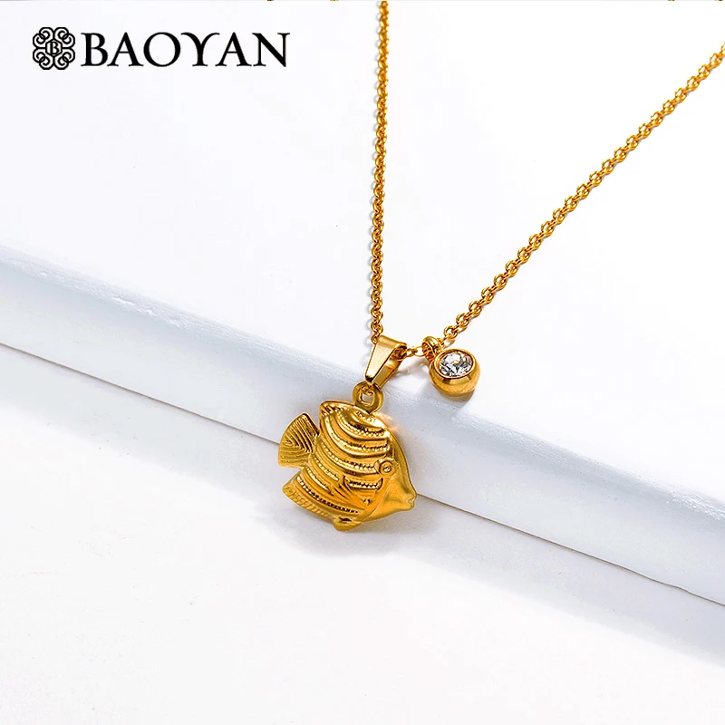 Ожерелье из нержавеющей стали Baoyan винтажное золотое ожерелье с подвеской в виде