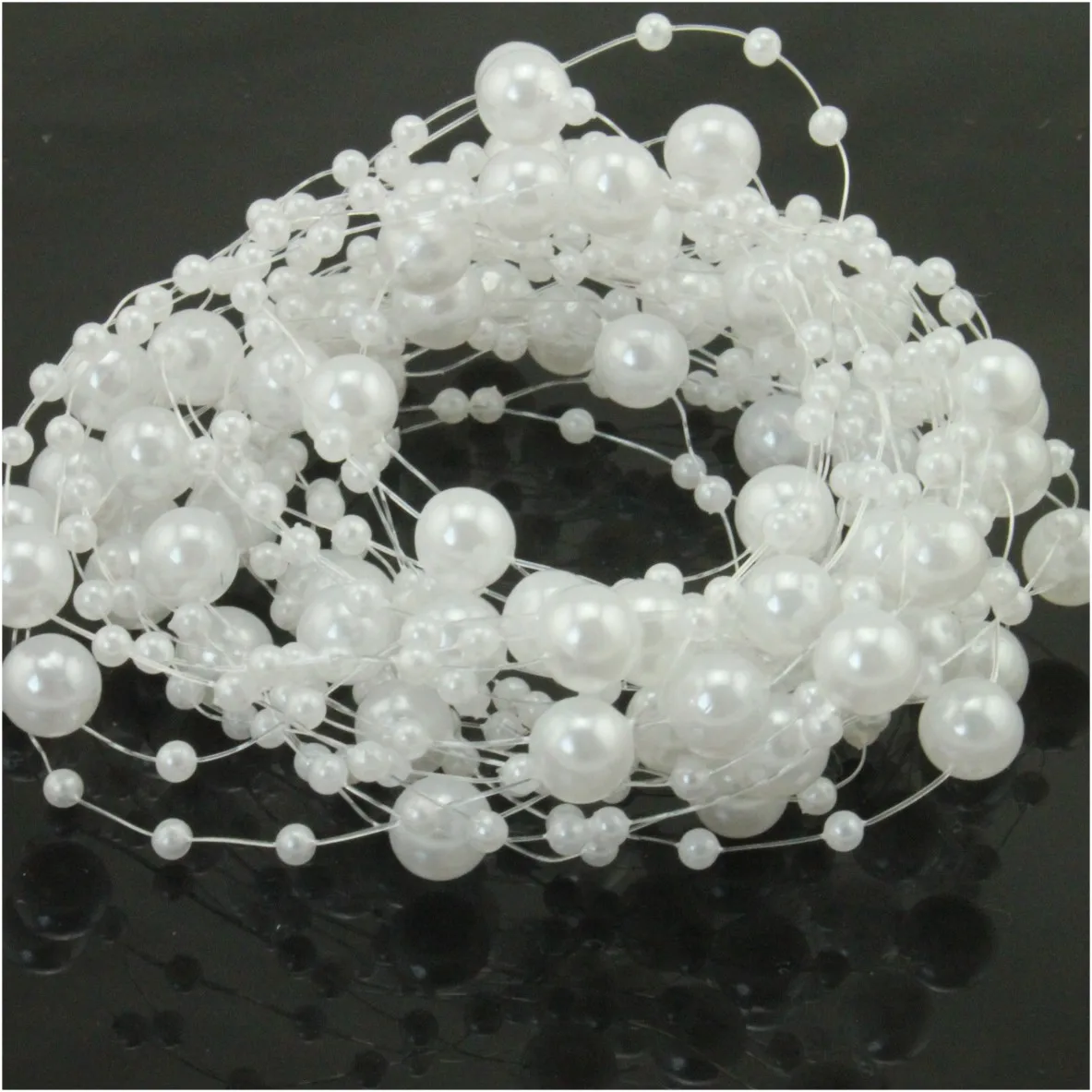 5m White Pearl Beads 5 метров леска искусственные розовые жемчужные бусины в форме цветка цепочка гирлянда цветок для свадебной вечеринки Свадебный букет аксессуар для волос - Цвет: 5m White Pearl Beads
