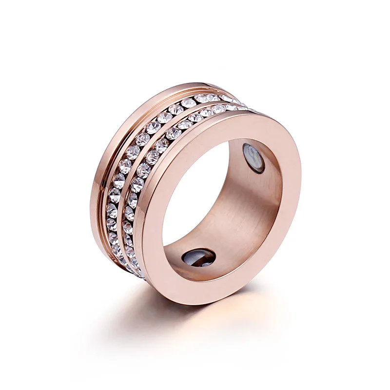

Женские обручальные кольца с покрытием из розового золота, ювелирные изделия из нержавеющей стали, большое титановое кольцо с кубическим ц...