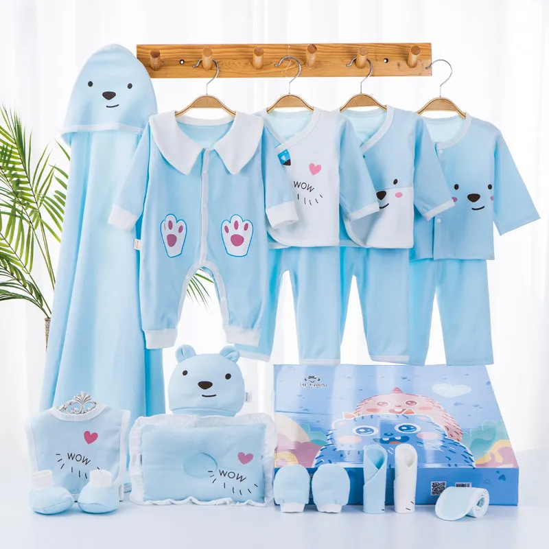 

18PCS Newborn Gift Box Set Baby Shower Gift Spring Autumn Infant Romper Newborn Baby Bath Towel 0-12M Cotton Baby Clothes
