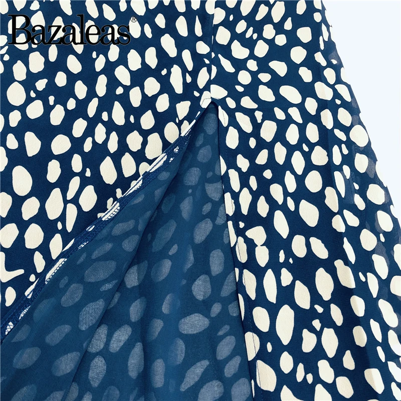 Bazaleas элегантные отрегулировать на тонких бретелях vestido синий Леопардовый принт