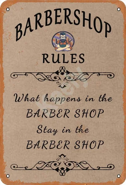 

Barbershop Rules Metal Vintage Tin Sign Wall Decoration 12x8 Inches for Cafe Bars Restaurants Pubs Man Cave Decorative 12 X 8