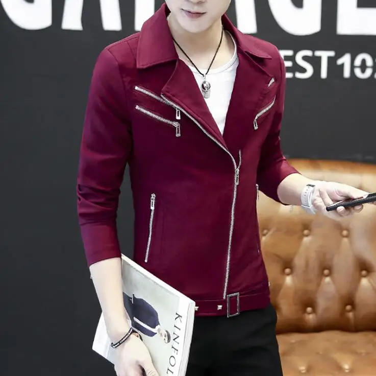 

Shipping Free Teen New Korean Lapel Jacket Men Cotton Comfort Men's Jackets Fashion Belt Zipper Mens Slim Coat Male Outerwear