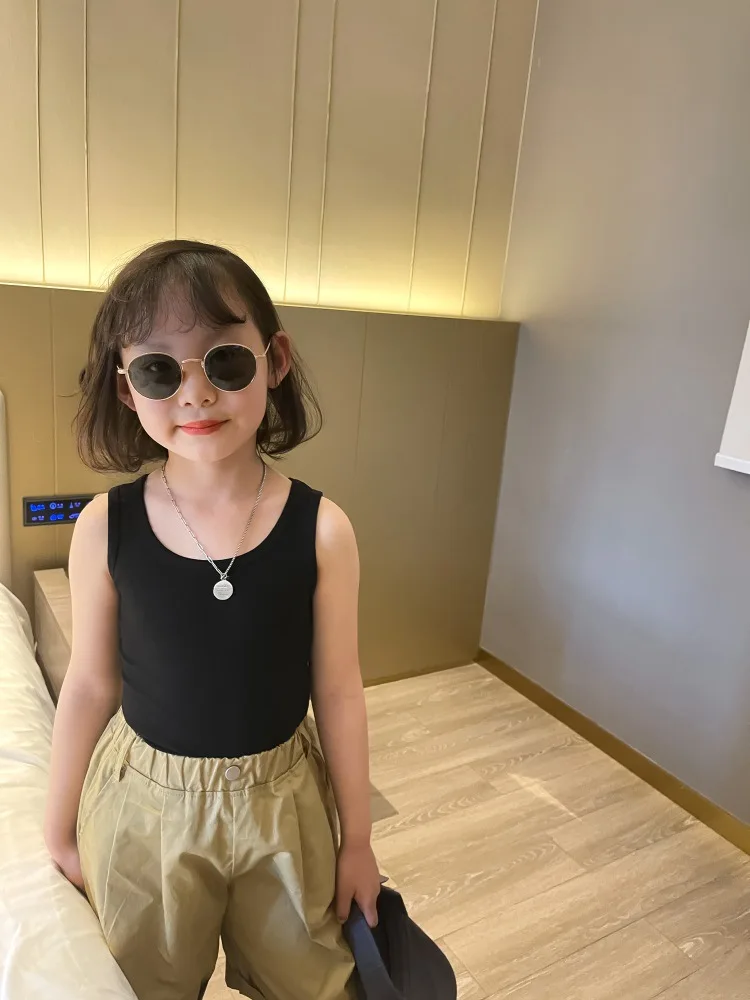 Новинка 2021 весенне-летняя однотонная хлопковая жилетка для девочек повседневная