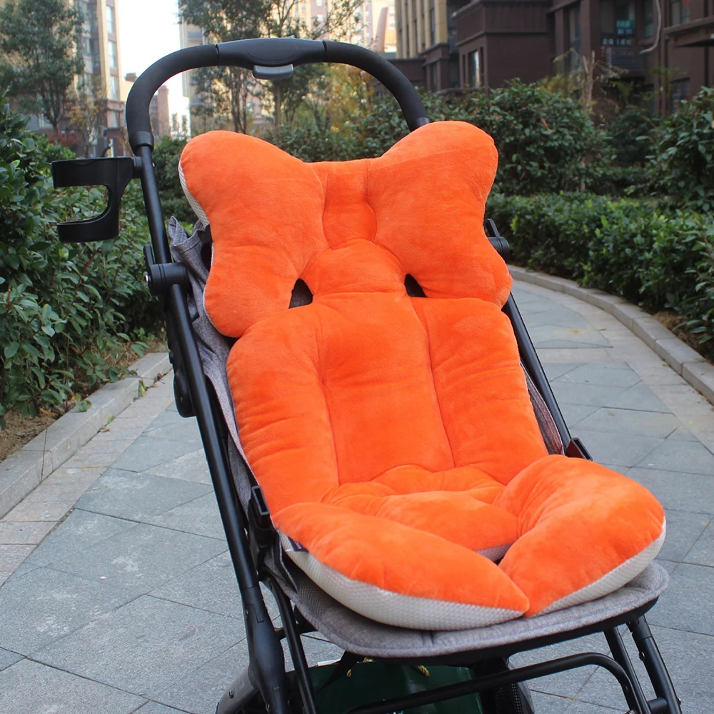 Orange 33x80cm Детская утепленная подушка на колесиках Подушка с принтом подушка для детской коляски сиденье мягкая детская коляска теплая подушка Подушка Матрас Подушка - Цвет: Orange 33x80cm