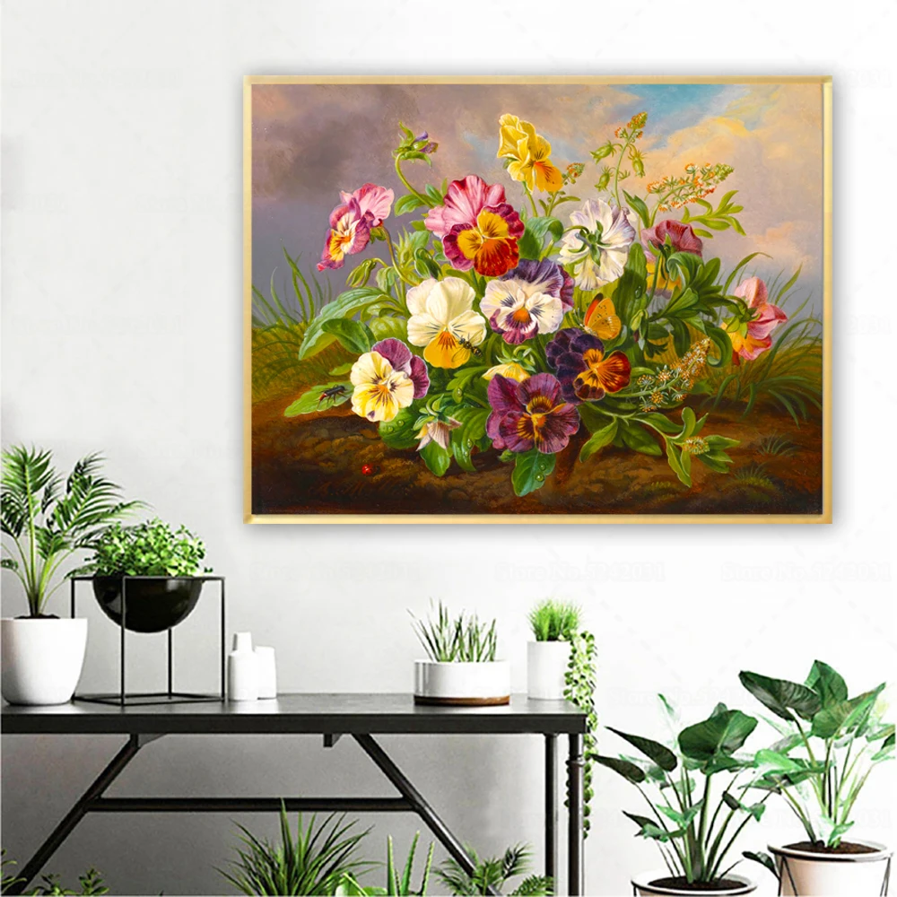 Алмазная картина в виде цветов бабочек божьей коровки 5D полная вышивка крестиком