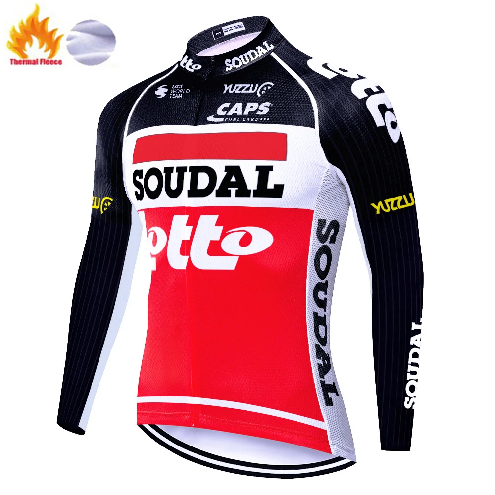 2020 lotto soudal команда Велоспорт Джерси термальный флис с длинным рукавом