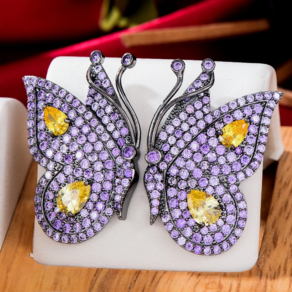 

Luxury Gorgeous Sparkly Butterfly Earrings for Women Bridal Wedding Party Jewelry Trendy Charm Style Top Quality Accessories
