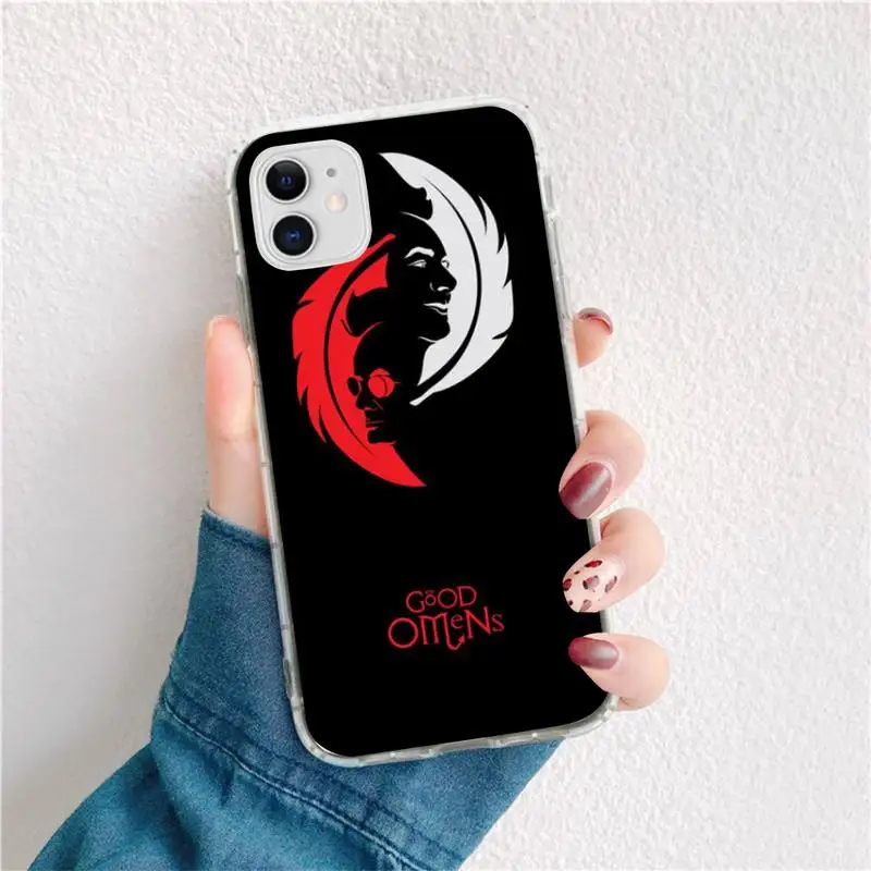 

Good Omens Angels and Demons Black Cell Phone Case for iPhone 11 pro XS MAX 8 7 6 6S Plus X 5S SE 2020 XR cover