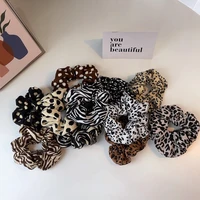 leopard fabric scrunchies elastic hair bands women girls corduroy dot zebra ponytail holder hair ties fashion hair accessories