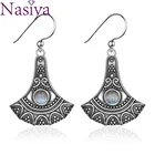 925 стерлингового серебра серьги натуральный черный обсидиан круглые 5 мм Винтаж текстура серьги обручальные кольца вечерние юбилей подарки оптом