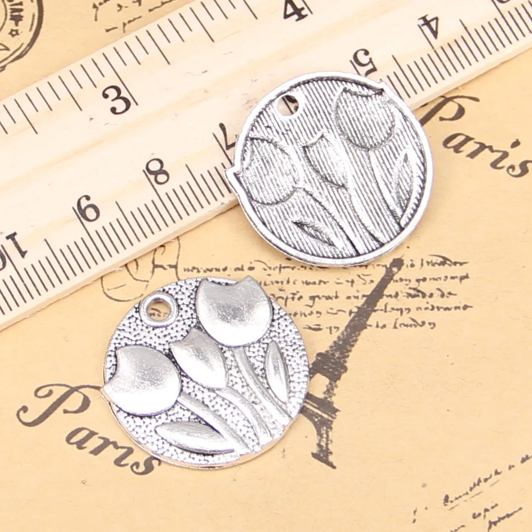 8 шт. подвески цветок тюльпаны 25 мм искусство винтажные DIY для браслета