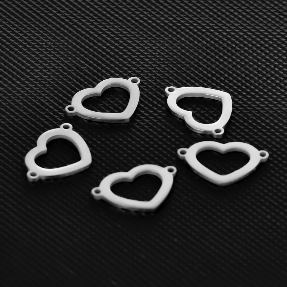 Подвески для браслета Semitree из нержавеющей стали в форме сердца 5 шт.|Шармы| |