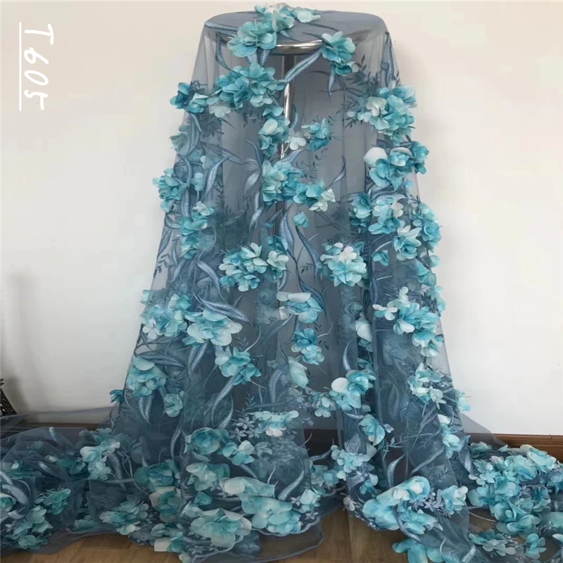 Модная африканская кружевная ткань высокого качества 3D Цветочная вышивка с