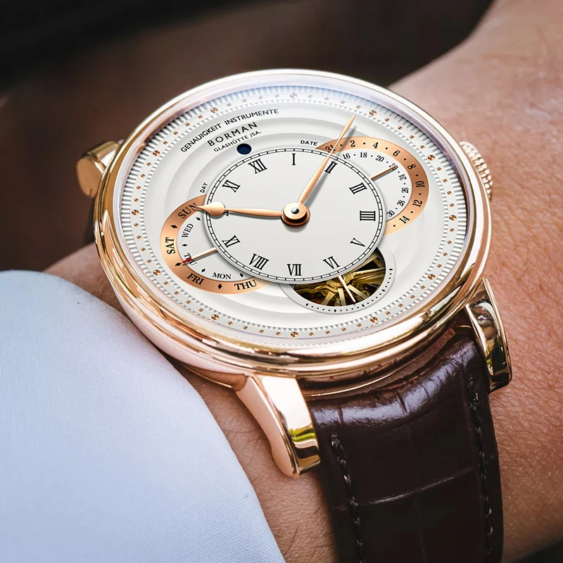 

Luxury Brand LOBINNI Watch Men Automatic Mechanical Mens Watches Sapphire Leather 50m Waterproof relógio masculino