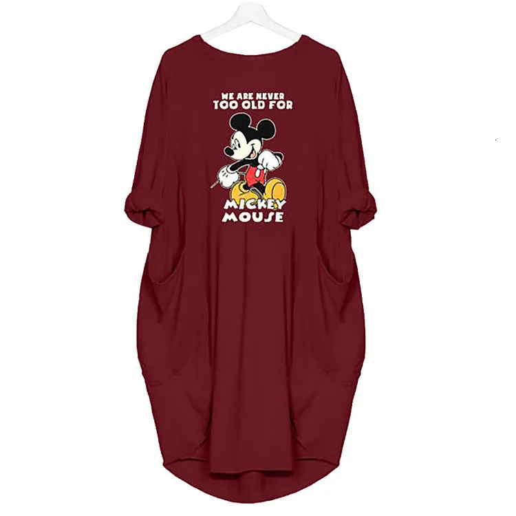 Benemaker Plus 5XL Maternity Mickey Mouse Dresses Women's Pregnancy Long Sleeve Dress Clothes For Women Pregnant Nursing YC011