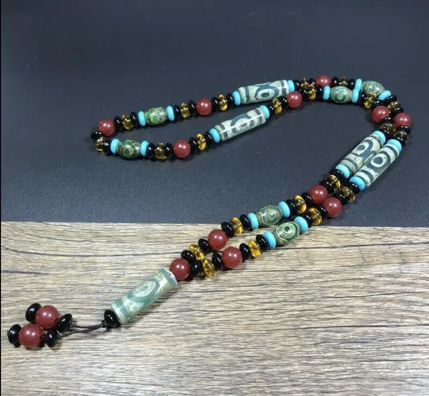 

Лидер продаж, ожерелье DZI из старого тибетского Королевского Конга с 3 глазами, ожерелье с подвеской из старого Агата для женщин и мужчин, мод...