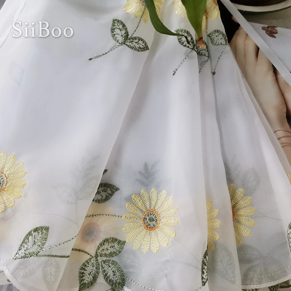 Новинка 2016 модная кружевная полузанавеска с цветочной вышивкой занавеска для