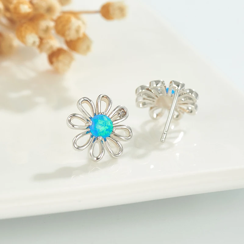 

Romantic and Cute Flower Silver Earrings Jewelry for WomenHigh Quality Delicated Female Fine Jewellery OPE012
