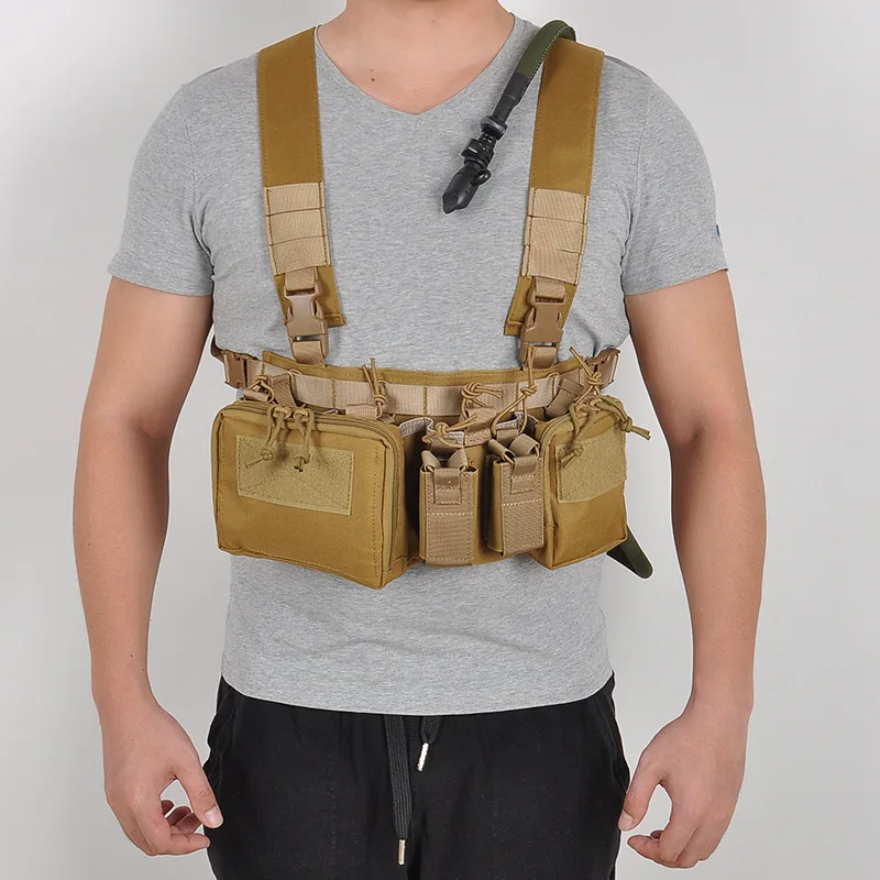 Tactical Military Chest Rig Vest Men's Fishing Gear Belt Molle System Hunting Camping Accessories Things Pouch Bag Soft Pocket