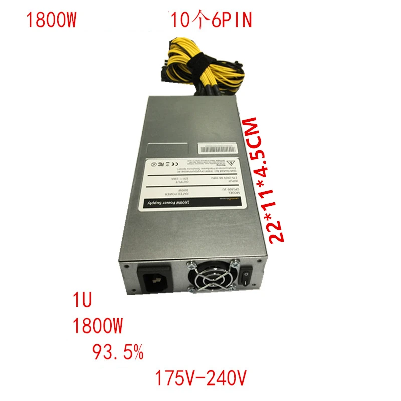 Новый оригинальный блок питания для Ant одиночный 12 В 1U 10*6P 1800 Вт S9.L3 +/+.E9.T9 +.G1