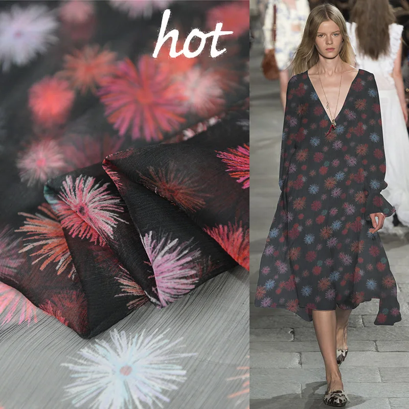 Модный дизайн принт 100% чистый шелк марля ткань жоржета шелковая SCG616 | Дом и сад