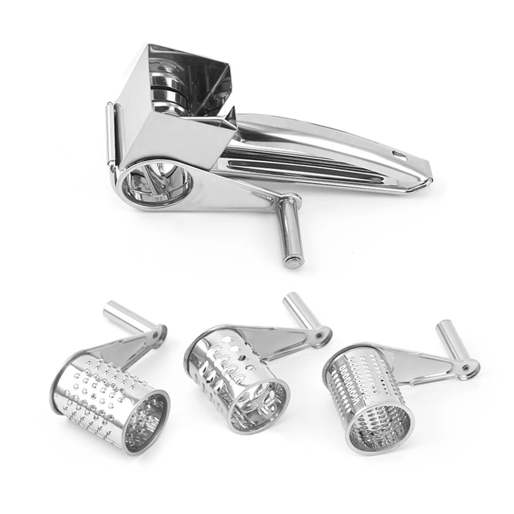 

Cheese Grater Kitchen Manual Shredding Fruit Vegetable Slicing Shredder Potato Nut Grinder Cooking with 4 Replacement Heads