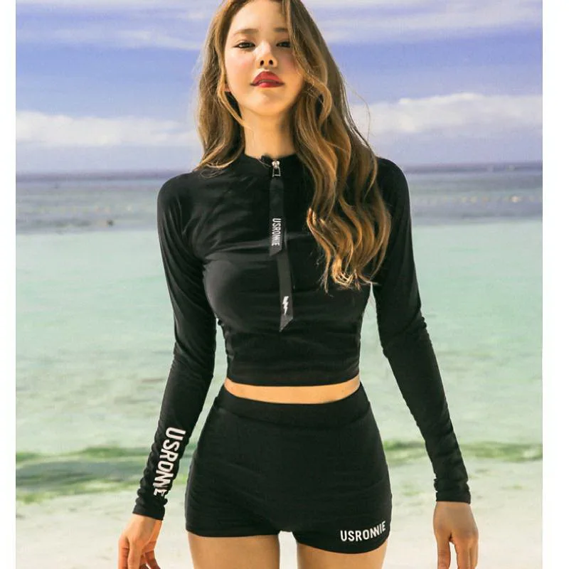 

Sexy Swimsuit Swimwear Women Two piece Swimsuit For Bathing Suit High Waist Bikini Set Push Up Swimwear Long sleeve Female Swim