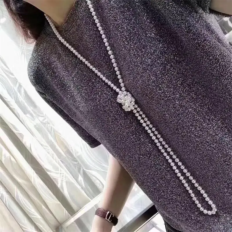 

8mm-9mm Near Round Pearl 120CM Long Necklace 210327-40