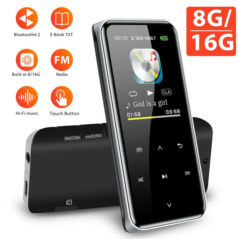 

New Arrival M22 Bluetooth HIFI MP3 MP4 Music Player with Touch Screen And Bulit-in 8/16GB Portable Lossless Sound FM Radio