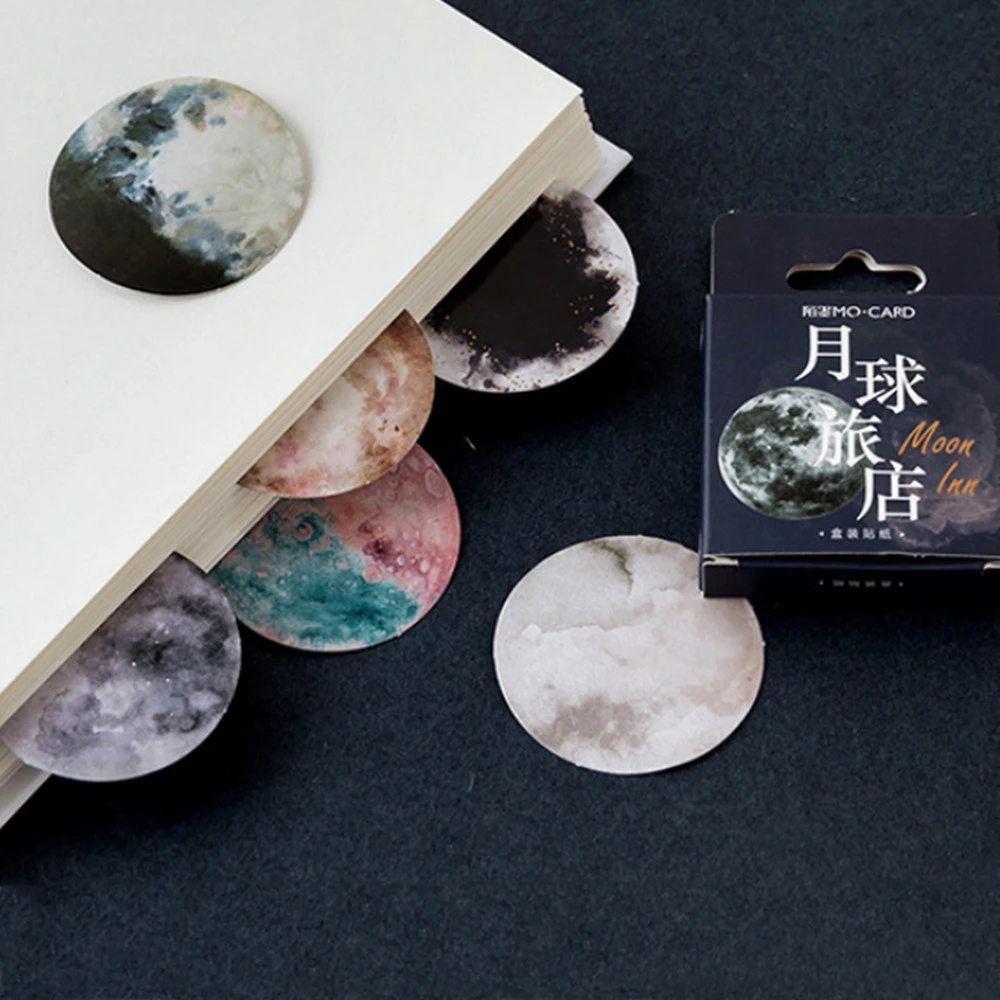 

46pcs Romantic Moon Stickers Kawaii Stationery DIY Scrapbooking Photo Album Self Adhesive Decorations Label Sticker Flakes
