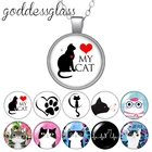 Футболки с надписью I love my Cat восхитительные котики; С милыми рисунками животных Круглые Стеклянные Кабошоны разрисованные изделия из стекла с серебряным покрытиемподвеска с кристаллом ожерелье ювелирные изделия для подарка