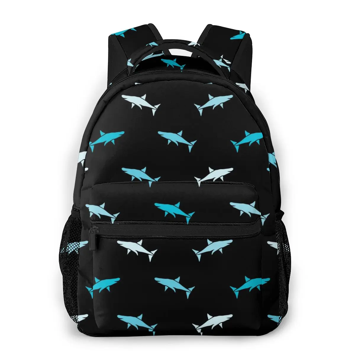 

Рюкзак для мальчиков-подростков, повседневный школьный ранец для ноутбука с символами синей акулы